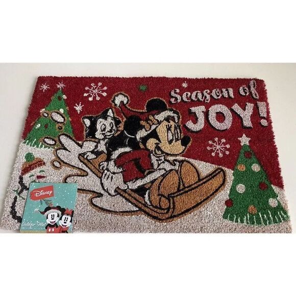 Disney Other - Disney Minnie Mouse Aristocats  Sledding Christmas Season Coir Door Mat 18x28”